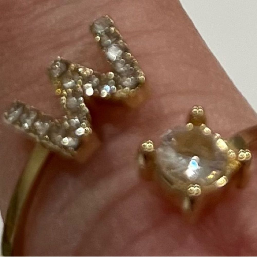 A-Z Letter Gold Color Metal Adjustable Opening Ring Initials
